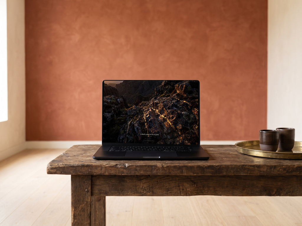 Tried and Refined desktop wallpaper on a laptop