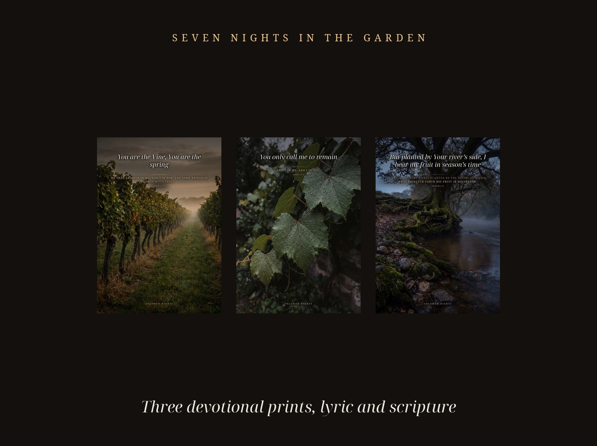 Seven Nights In The Garden, three devotional prints